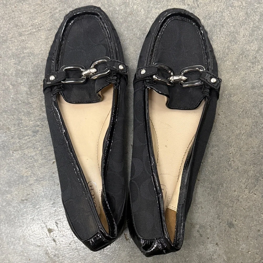 Coach Black Loafers with Silver Accents